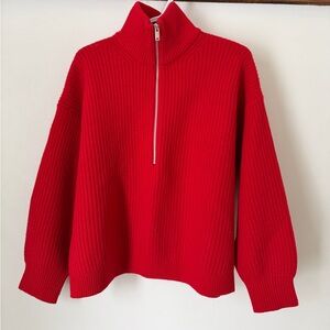 Everlane The Half-Zip Sweater in Luxe Merino (Classic Red)
